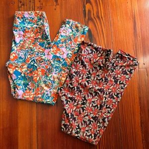 Lularoe leggings, 2 pairs floral leggings, wildflower leggings, fall leggings,
